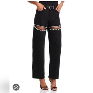 High Waisted Black‎ Embellished Jeans Size M (27 Inseam)